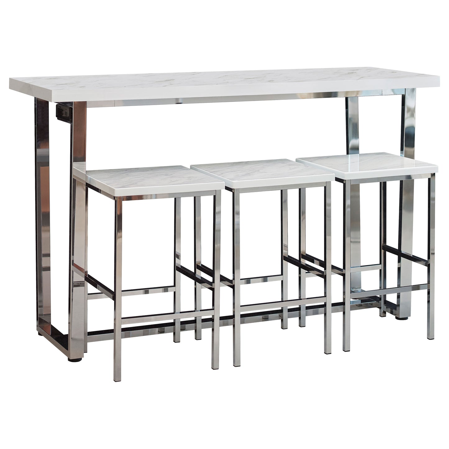 White Marble Dining Table Set - Seats 4