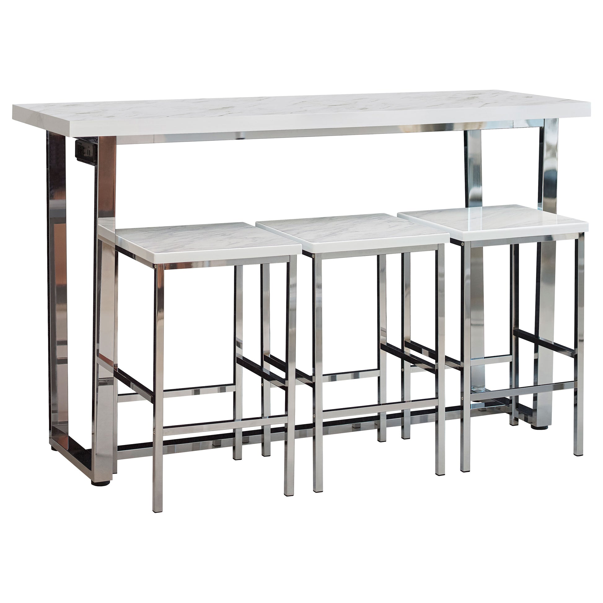 White Marble Dining Table Set - Seats 4