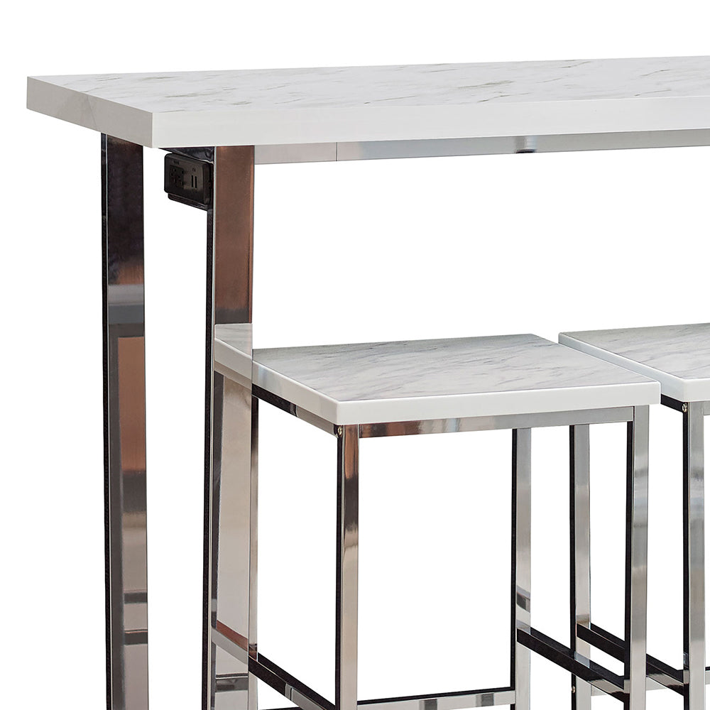 White Marble Dining Table Set - Seats 4
