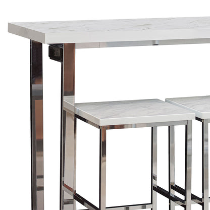 White Marble Dining Table Set - Seats 4