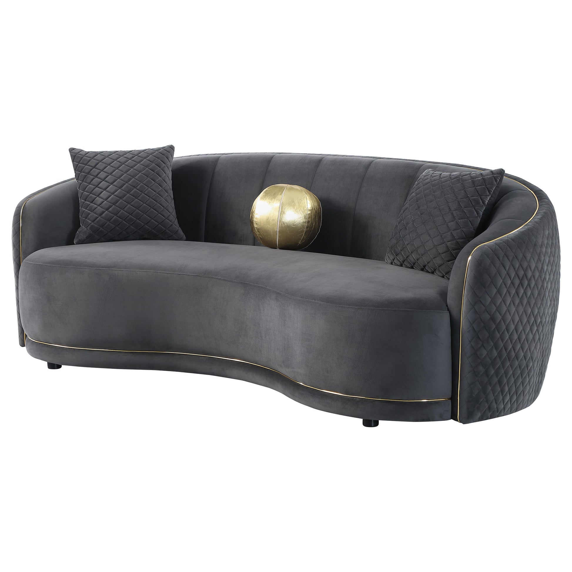 Dark Grey Curved Sofa - Contemporary Style