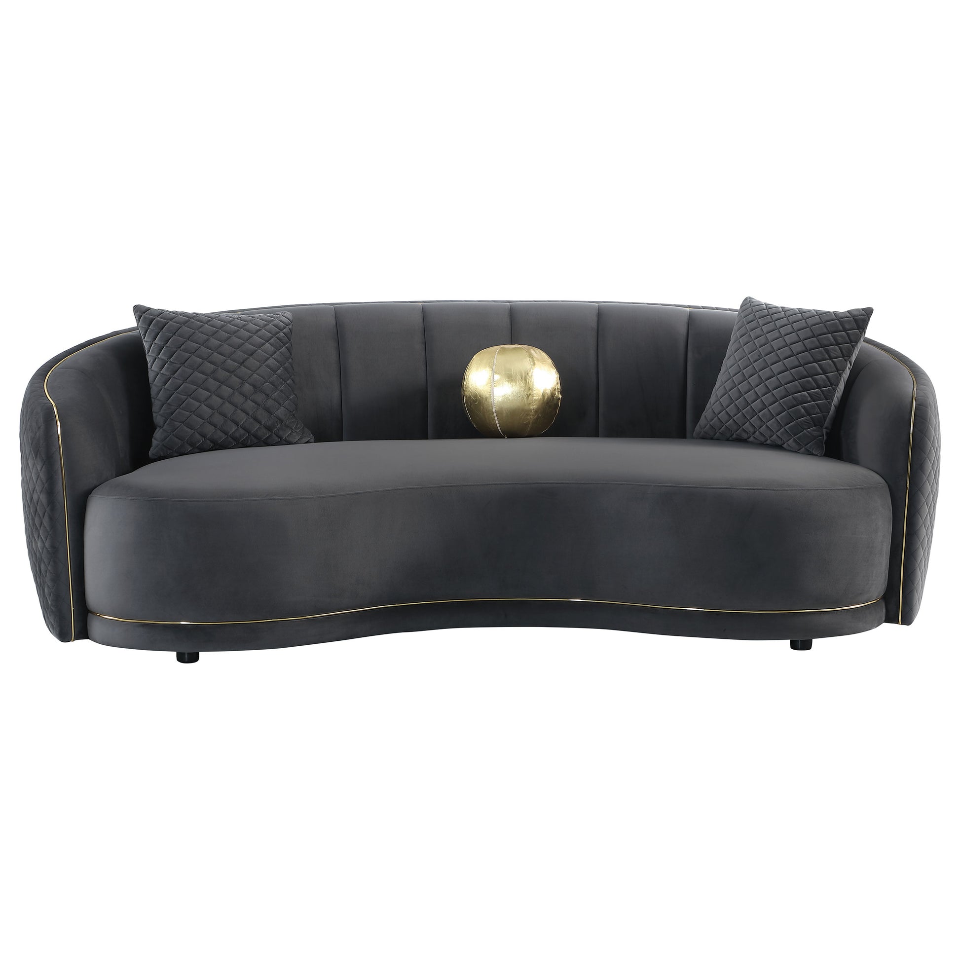 Dark Grey Curved Sofa - Contemporary Style