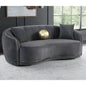 Luxe Dark Grey Upholstered Curved Sofa