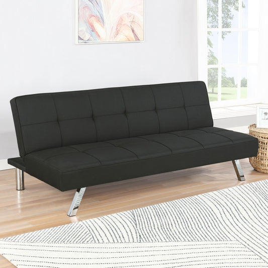 Joel Black Upholstered Tufted Convertible Sofa Bed