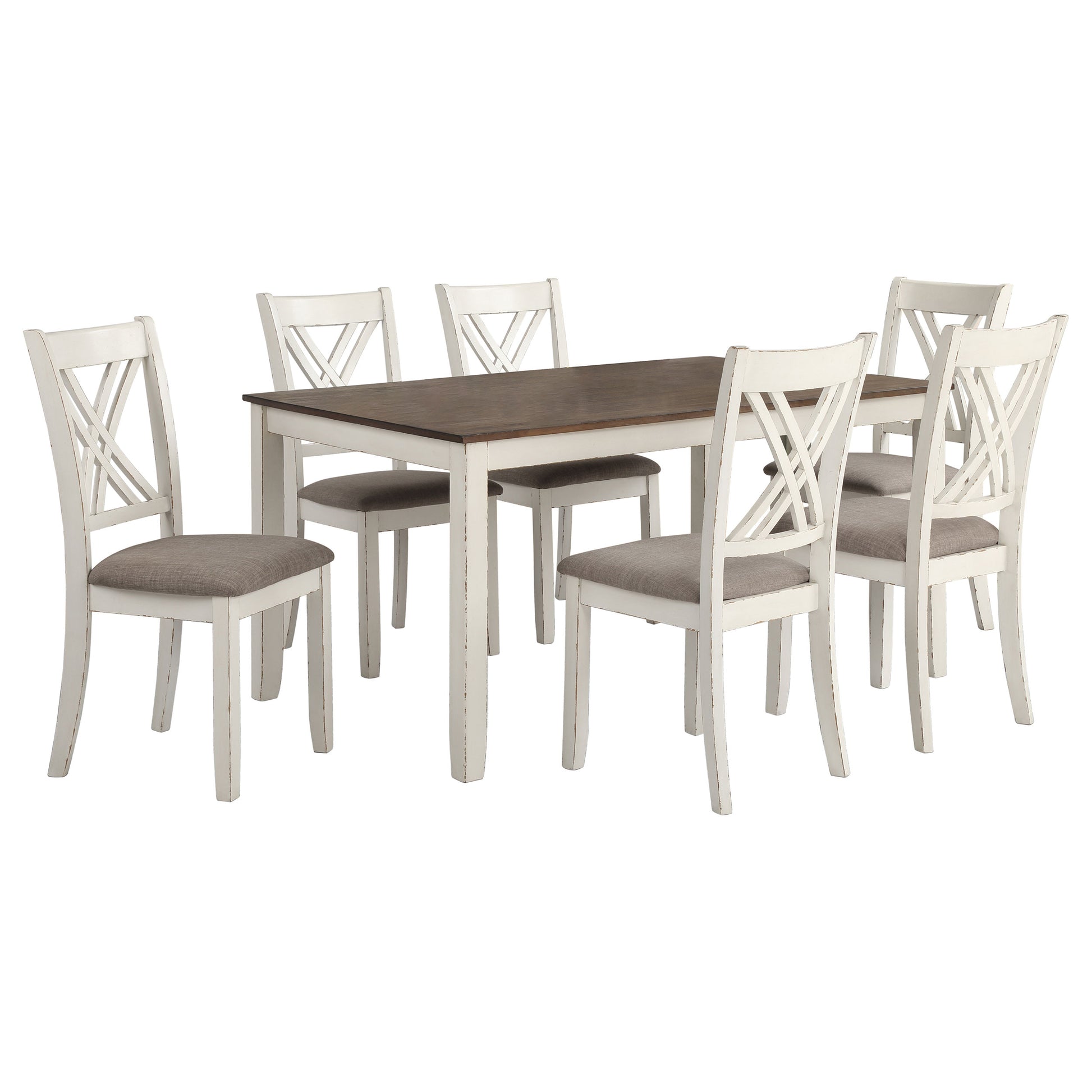 7 Piece Farmhouse Dining Set - Vanilla White