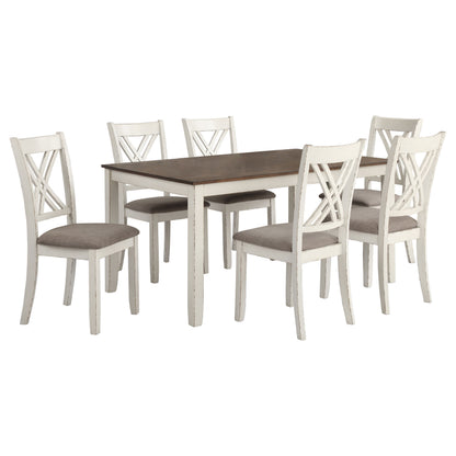 7 Piece Farmhouse Dining Set - Vanilla White