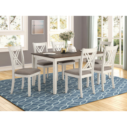 Ebers Chestnut and Vintage White 7-piece Dining Set