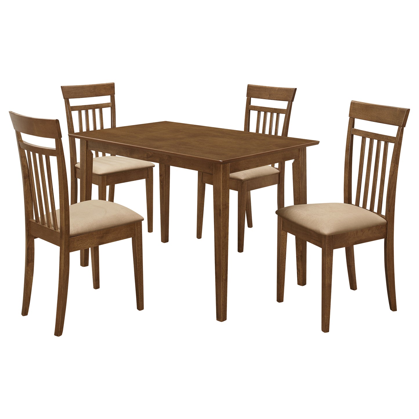Chestnut 5-piece Dining Set with Slat Back Chairs for Dining Room