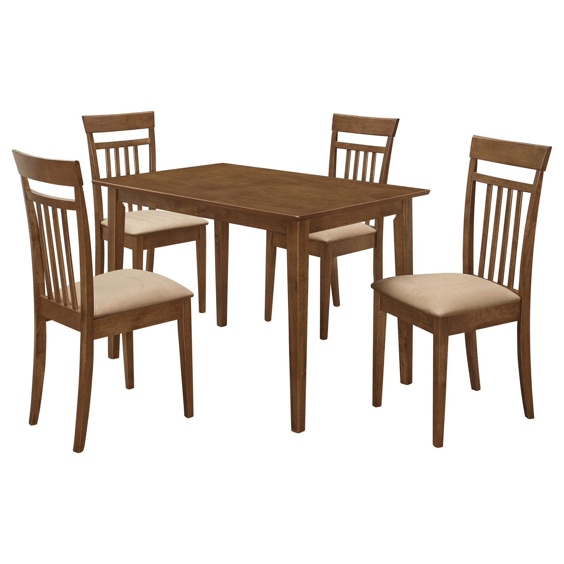 Chestnut 5-piece Dining Set with Slat Back Chairs for Dining Room
