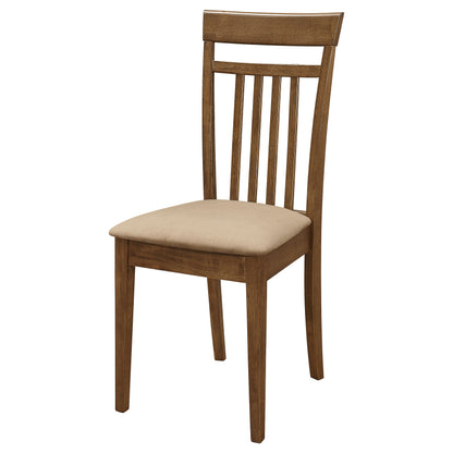 Chestnut 5-piece Dining Set with Slat Back Chairs for Dining Room