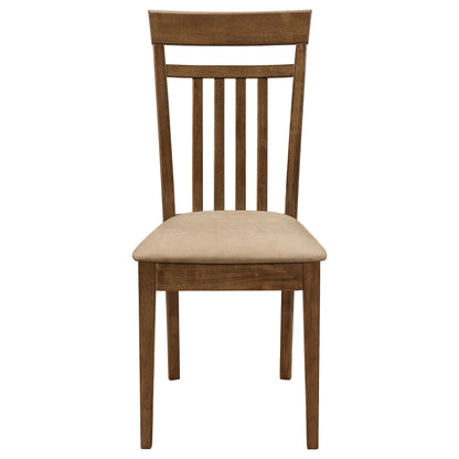 Chestnut 5-piece Dining Set with Slat Back Chairs for Dining Room