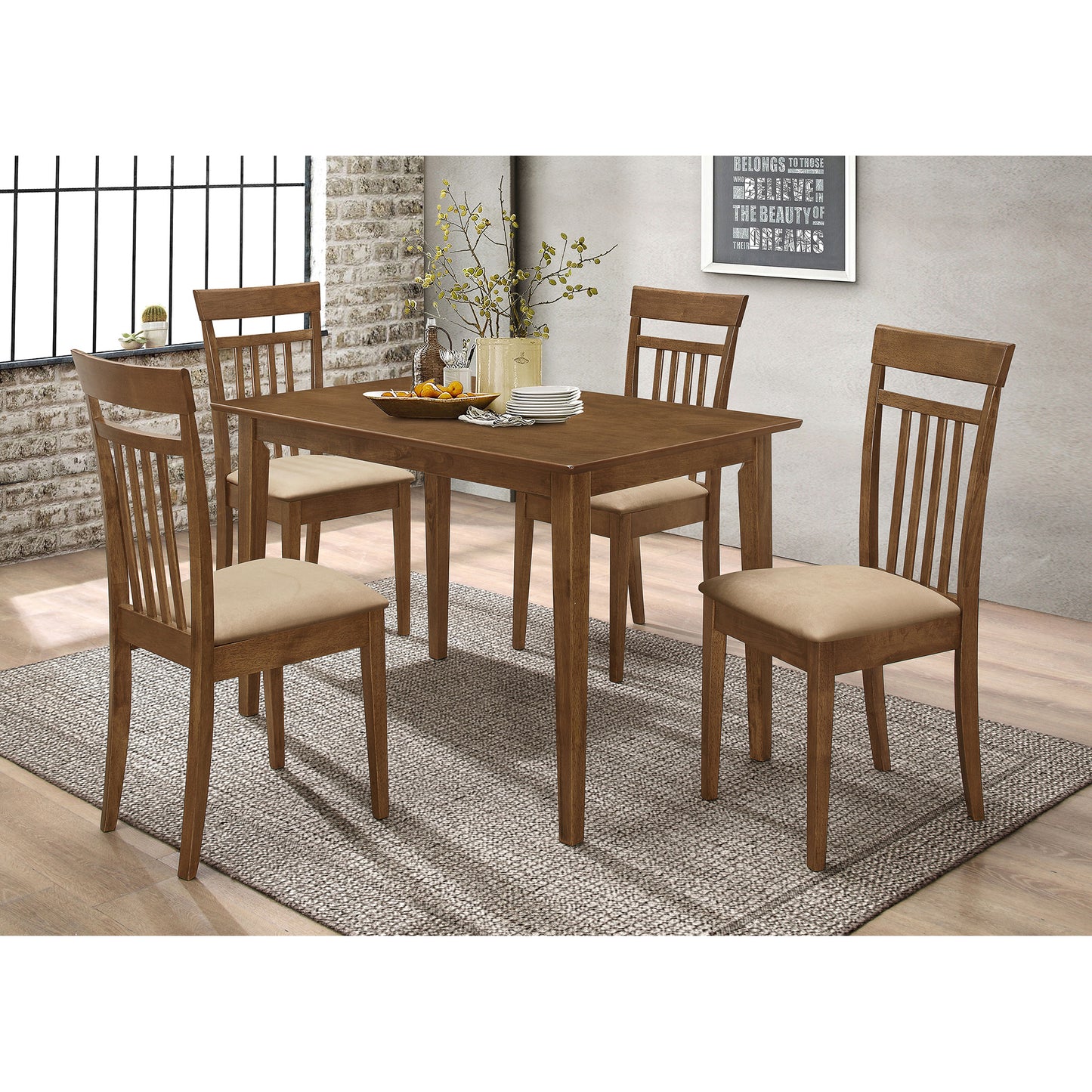 Liandra Chestnut 5-piece Dining Set
