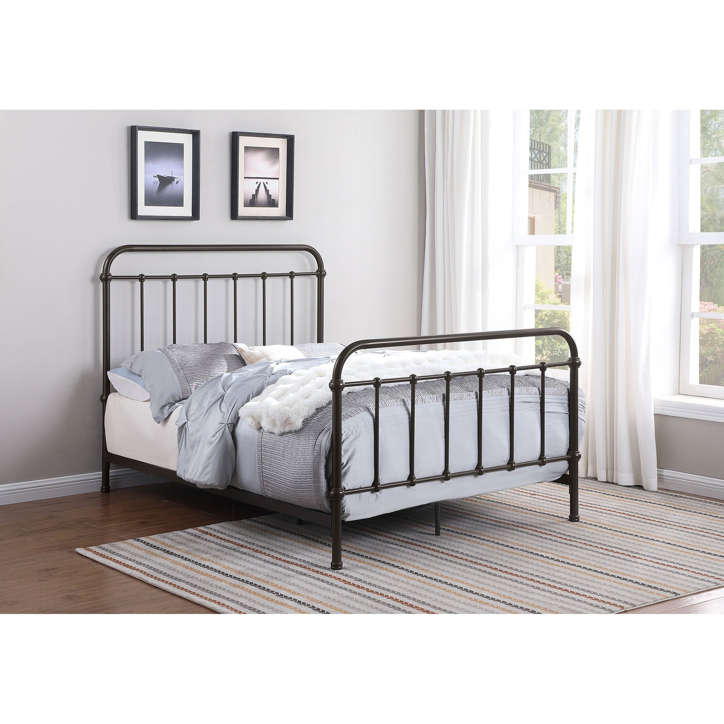 Olaleye Dark Bronze Metal Spindle Full Panel Bed