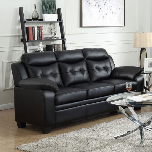 Eaton Casual Black Padded Sofa with Tufted