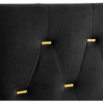 Queen Black Upholstered Panel Bed Frame for Bedroom