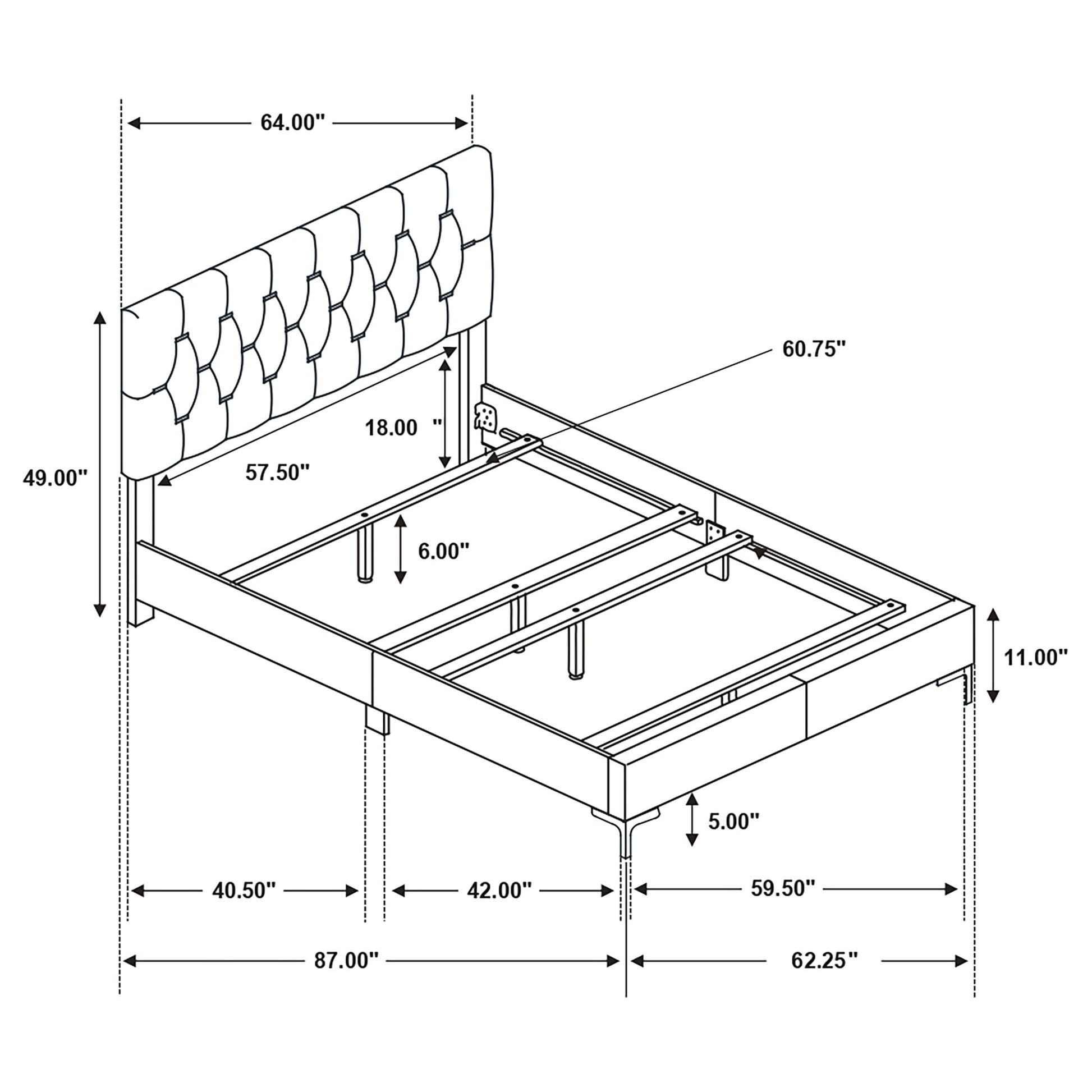 Queen Black Upholstered Panel Bed Frame for Bedroom
