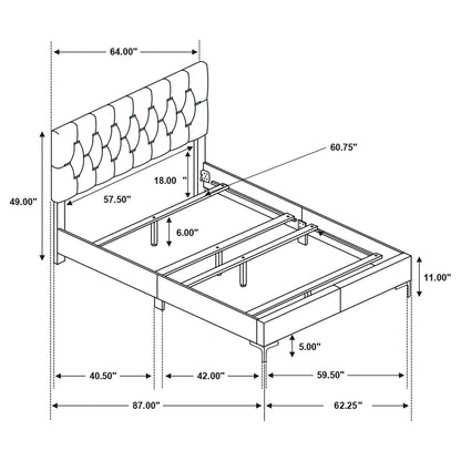 Queen Black Upholstered Panel Bed Frame for Bedroom