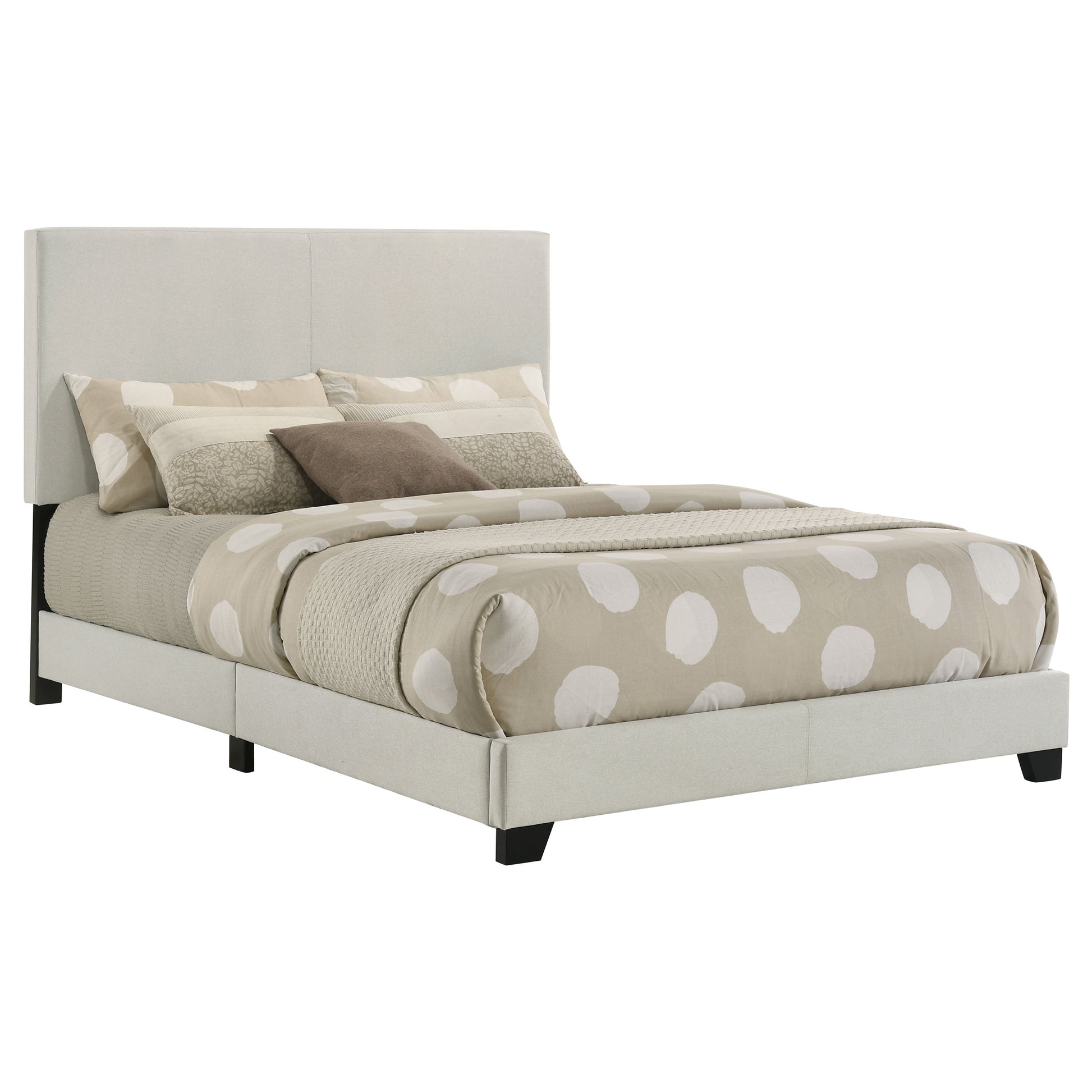 Cream Upholstered Full Panel Bed Frame - Bedroom