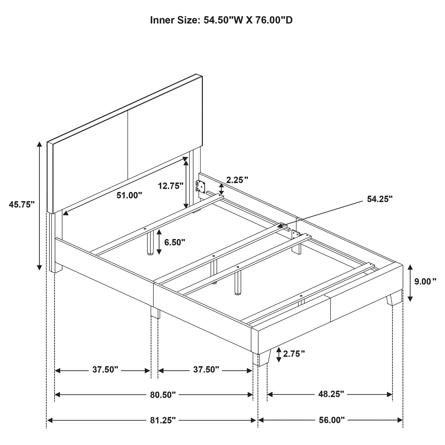 Cream Upholstered Full Panel Bed Frame - Bedroom