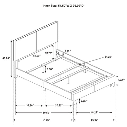 Cream Upholstered Full Panel Bed Frame - Bedroom