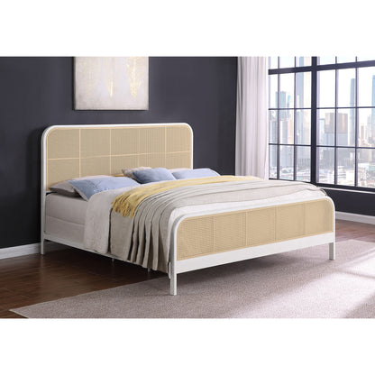 Randall White Open Cane Webbing Metal Eastern King Bed