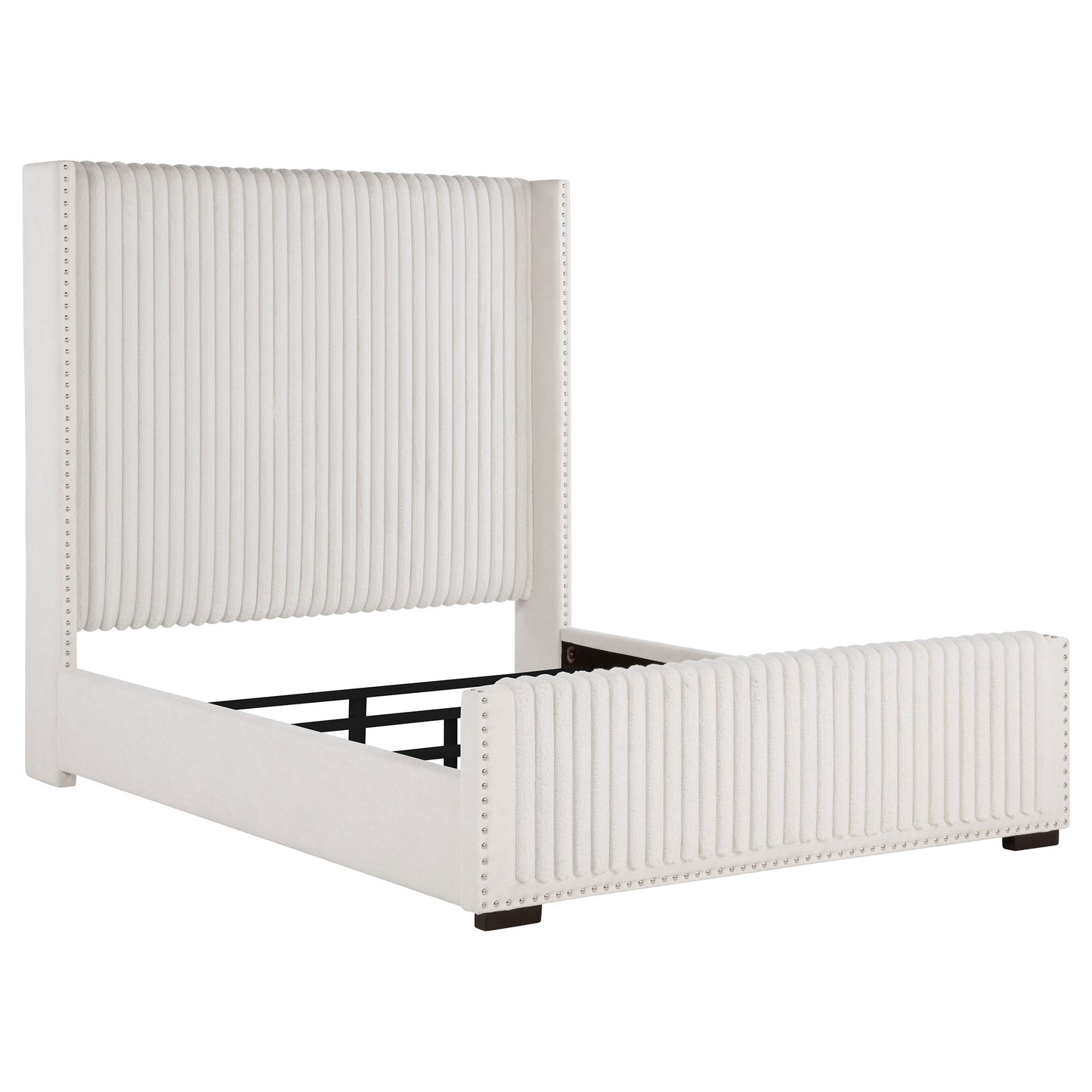 Cream Upholstered Queen Wingback Bed Frame