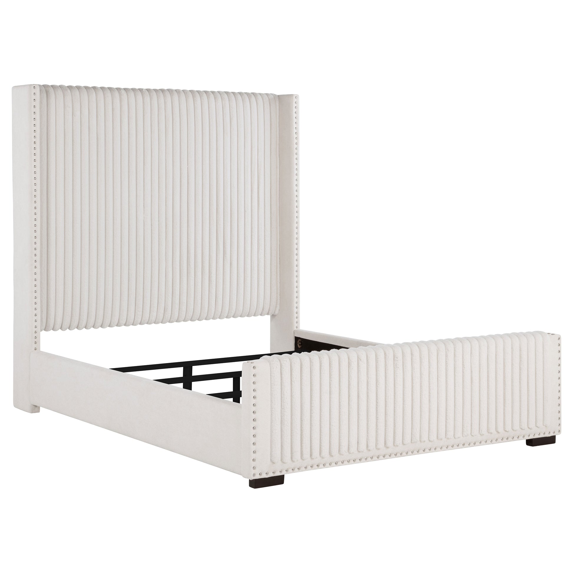 Cream Upholstered Queen Wingback Bed Frame