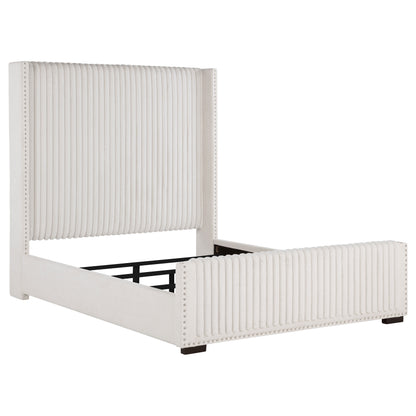 Cream Upholstered Queen Wingback Bed Frame