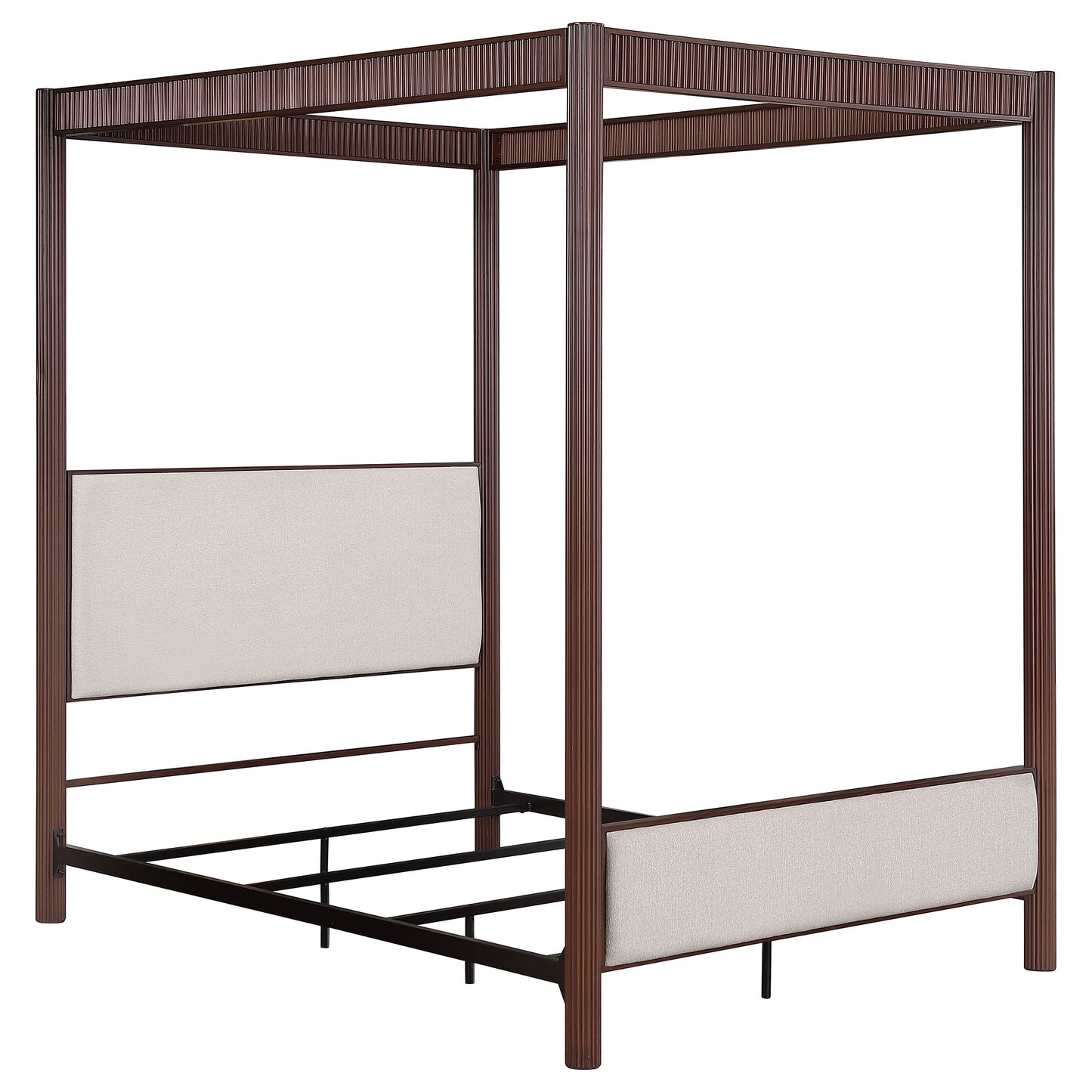 Queen Dark Brown Wood Canopy Bed Frame for Bedroom