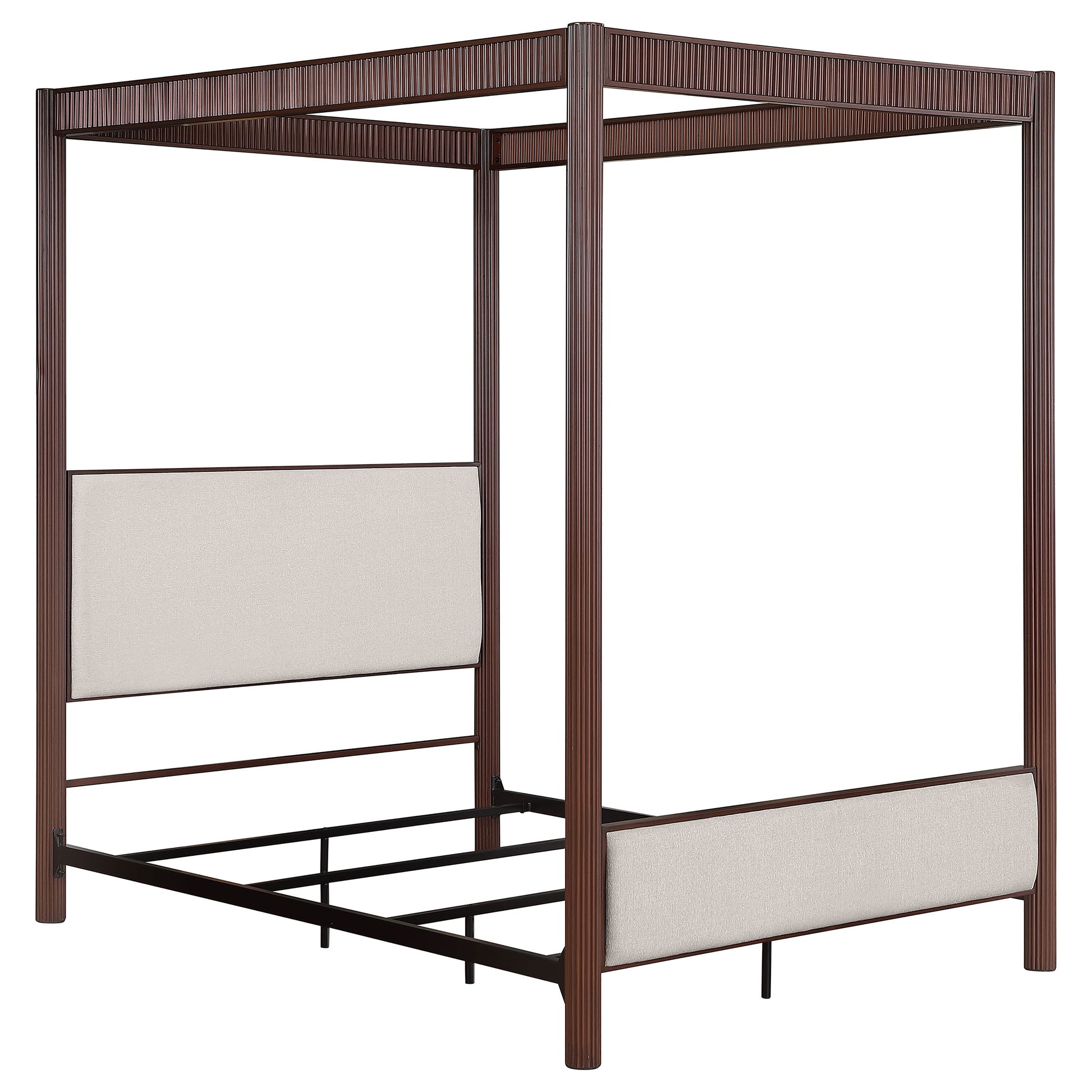 Queen Dark Brown Wood Canopy Bed Frame for Bedroom