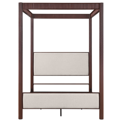 Queen Dark Brown Wood Canopy Bed Frame for Bedroom