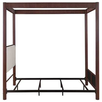 Queen Dark Brown Wood Canopy Bed Frame for Bedroom