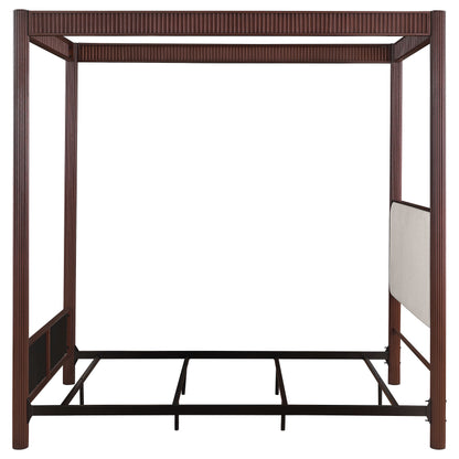 Queen Dark Brown Wood Canopy Bed Frame for Bedroom