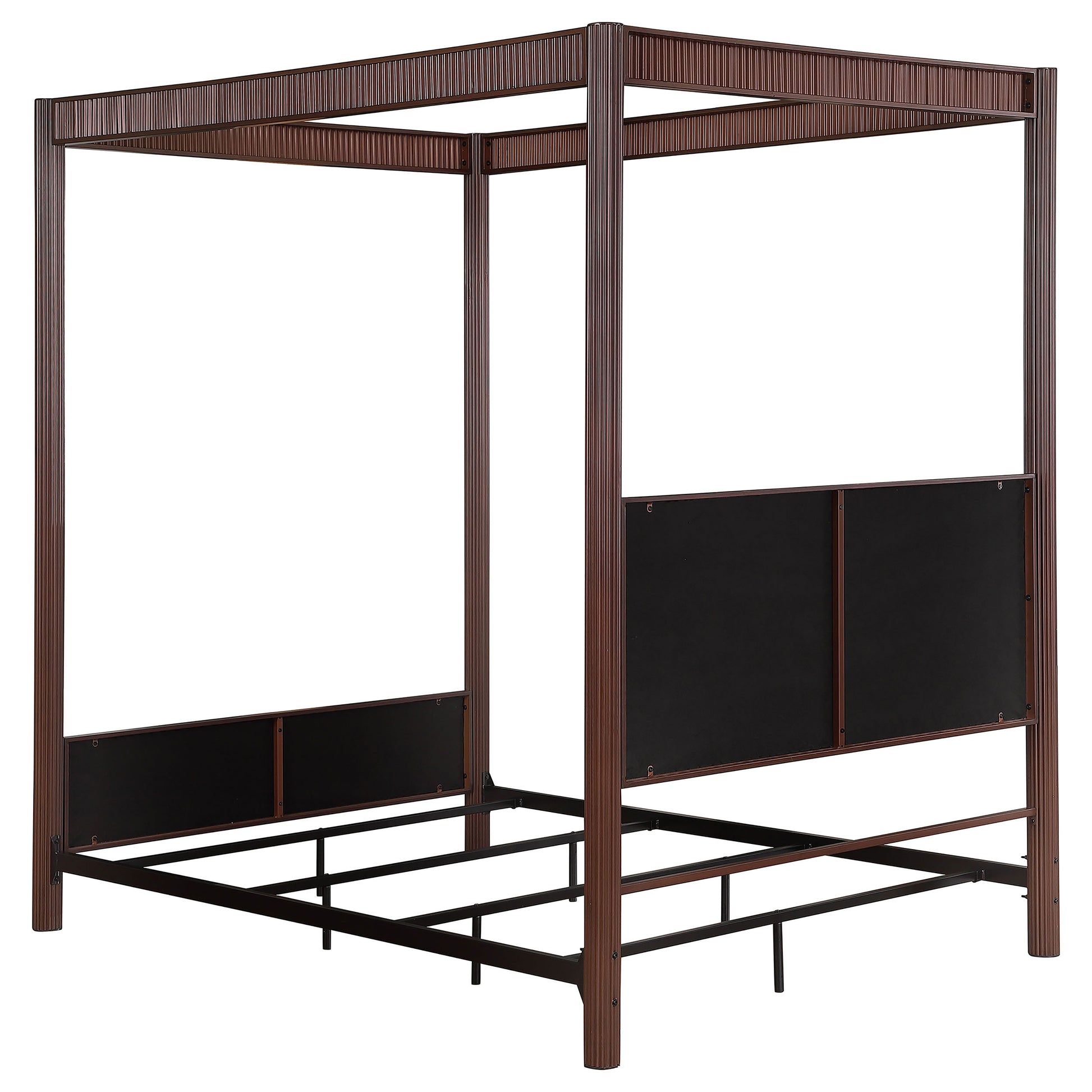 Queen Dark Brown Wood Canopy Bed Frame for Bedroom