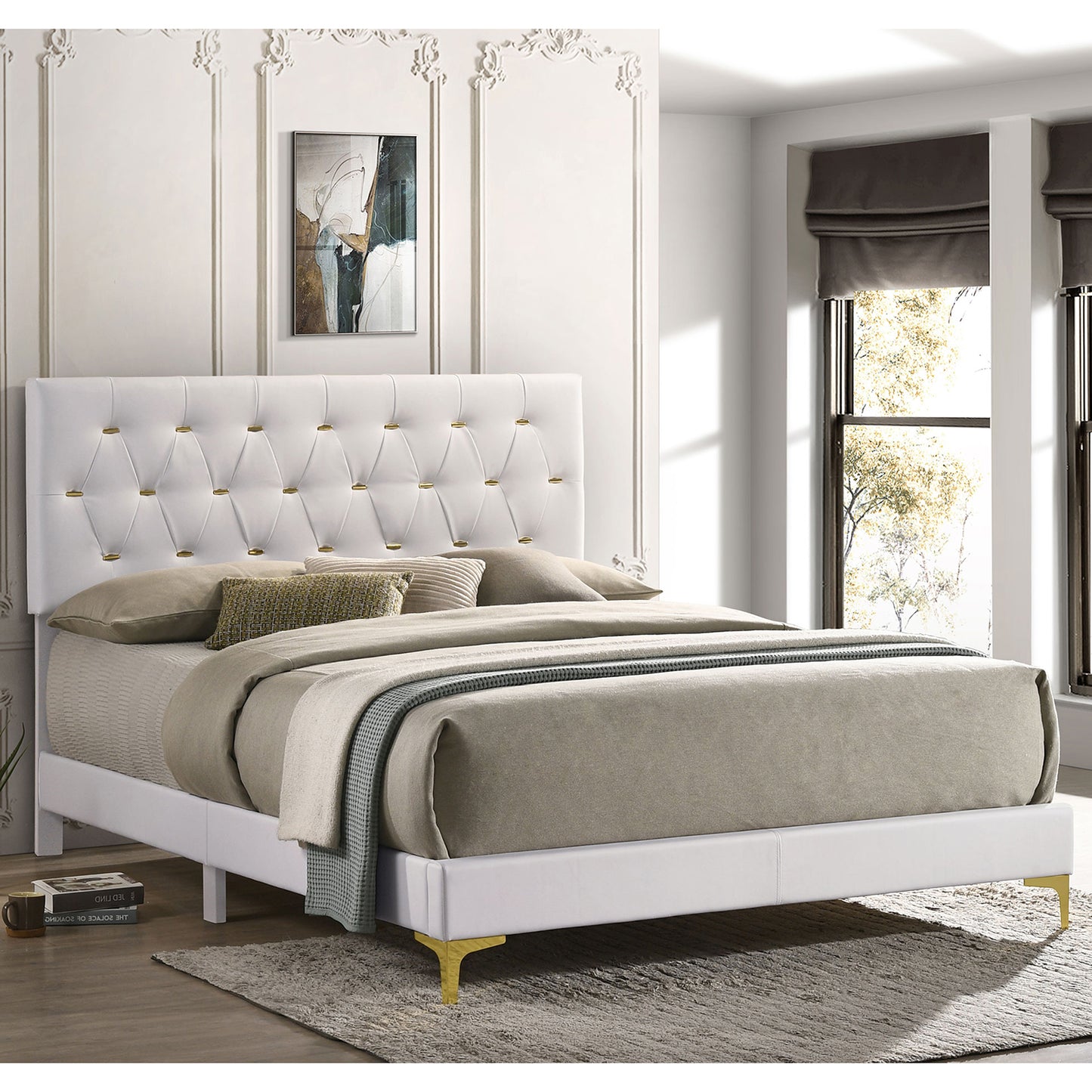 James White Upholstered Eastern King Panel Bed