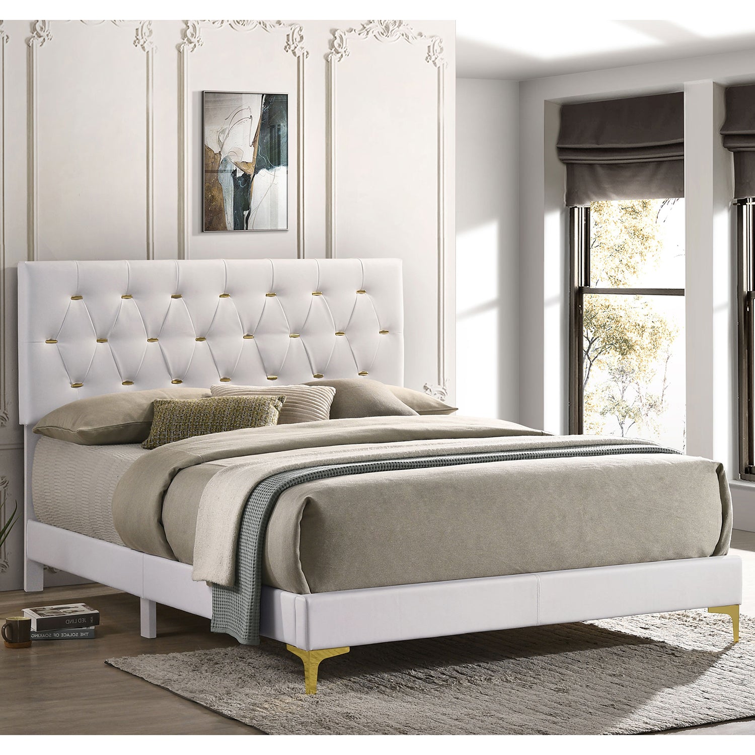 James White Upholstered Eastern King Panel Bed
