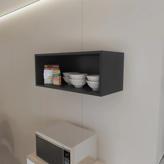 Wenge Rock Wall Cabinet with Open Storage