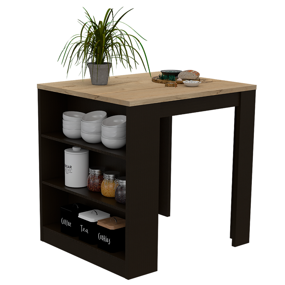 3-Drawer Kitchen Island Wenge and Pine - Storage & Dining