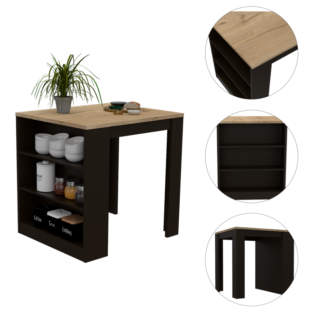 3-Drawer Kitchen Island Wenge and Pine - Storage & Dining