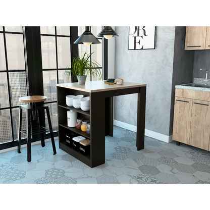 3-Drawer Kitchen Island Wenge and Pine