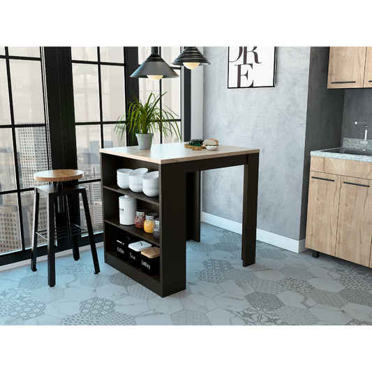 3-Drawer Kitchen Island Wenge and Pine
