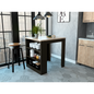 3-Drawer Kitchen Island Wenge and Pine