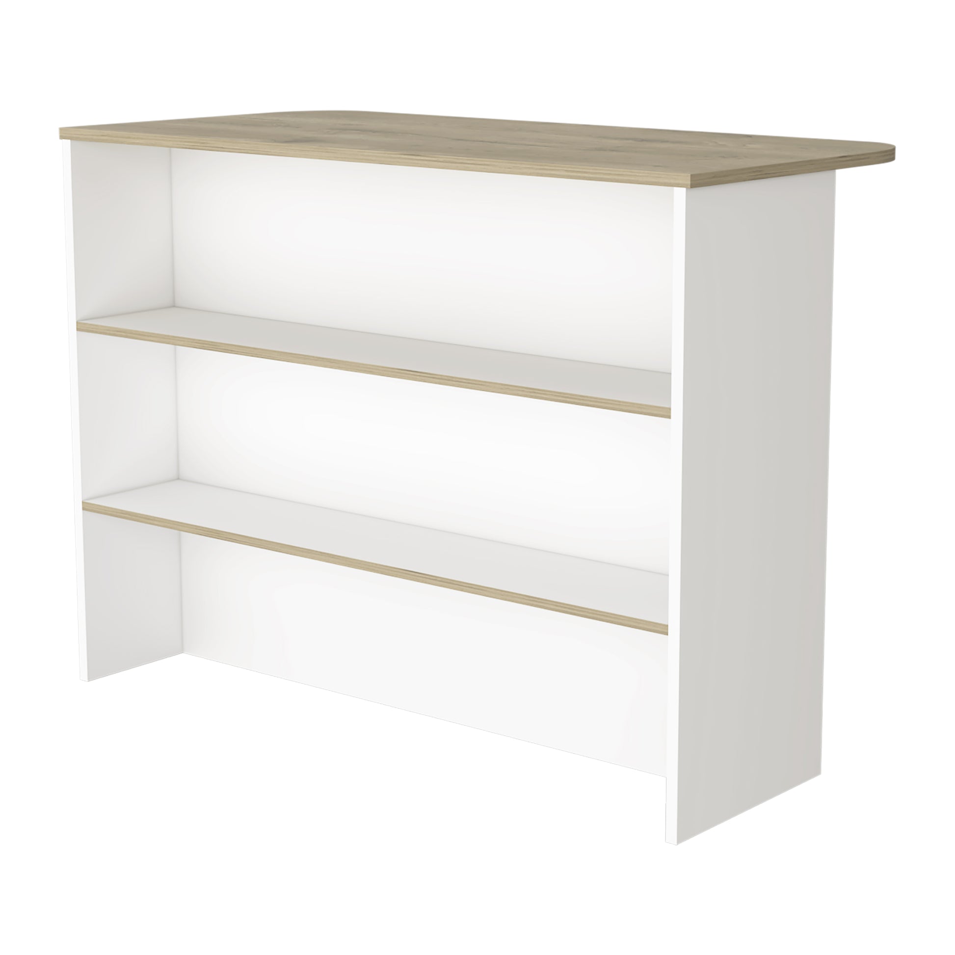 White and Light Pine 3-Tier Shelf Kitchen Island