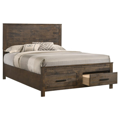 Queen Brown Farmhouse Storage Bed Frame