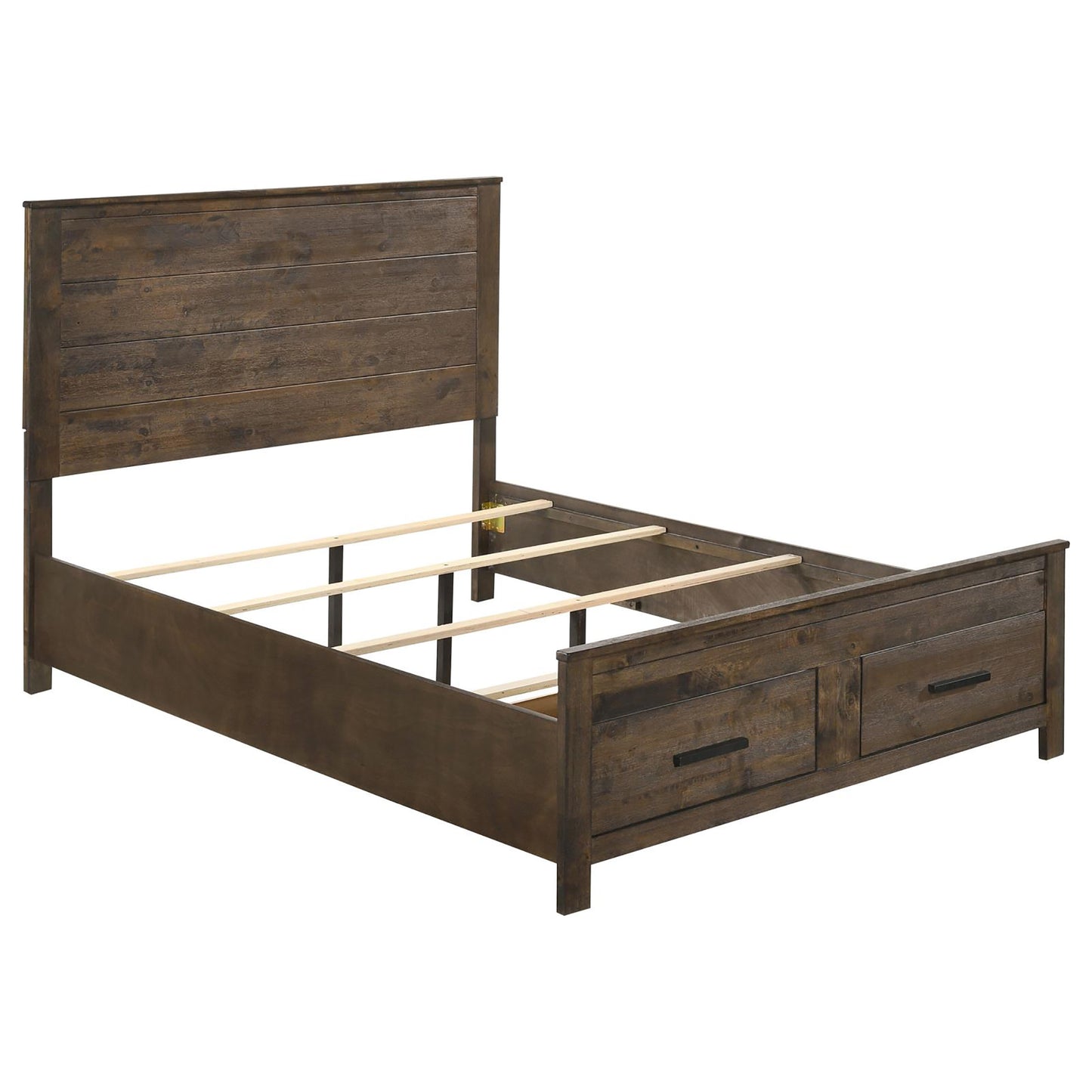 Queen Brown Farmhouse Storage Bed Frame