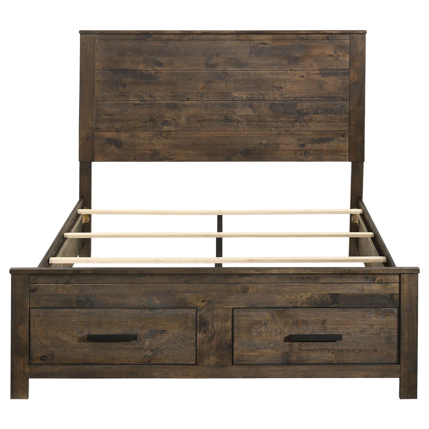 Queen Brown Farmhouse Storage Bed Frame