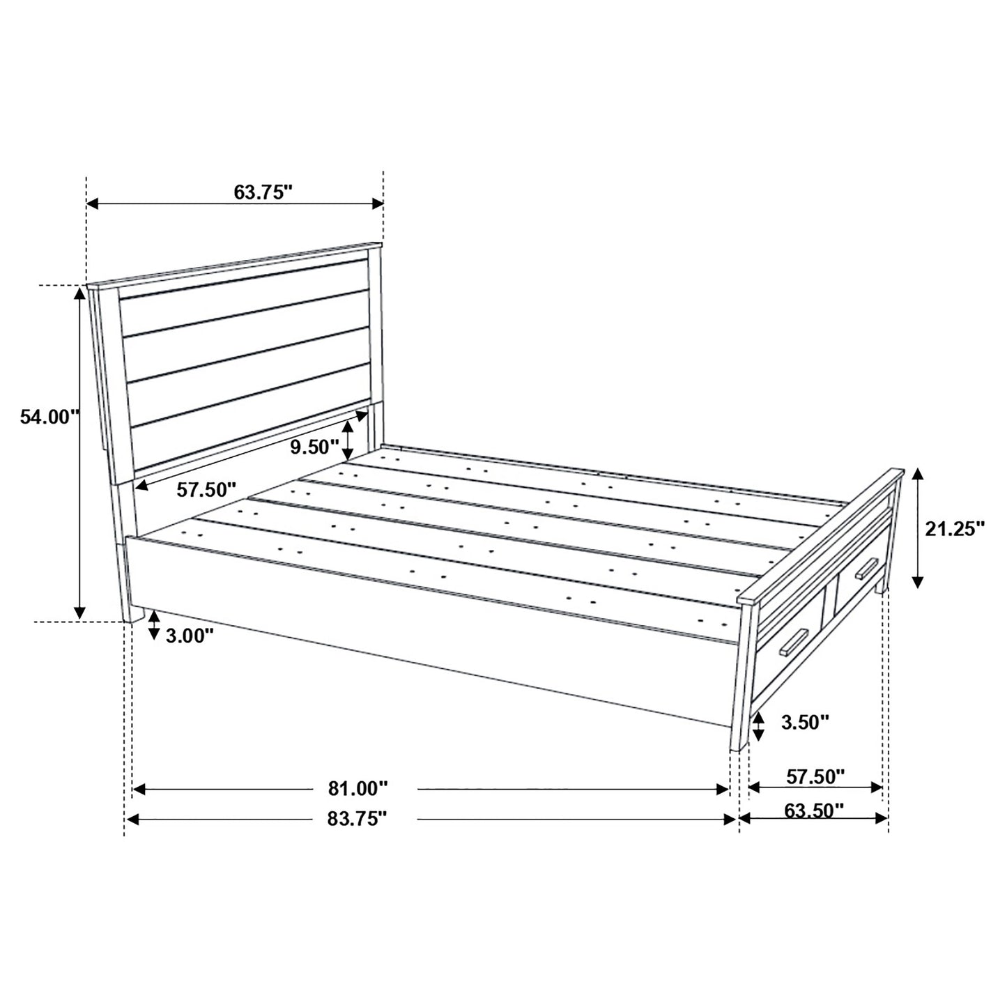 Queen Brown Farmhouse Storage Bed Frame