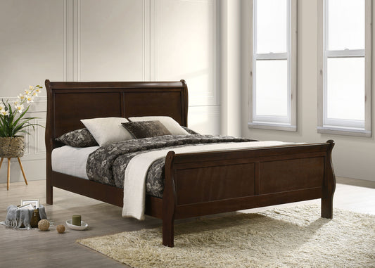 Cappuccino Queen Sleigh Bed with Box Spring Required
