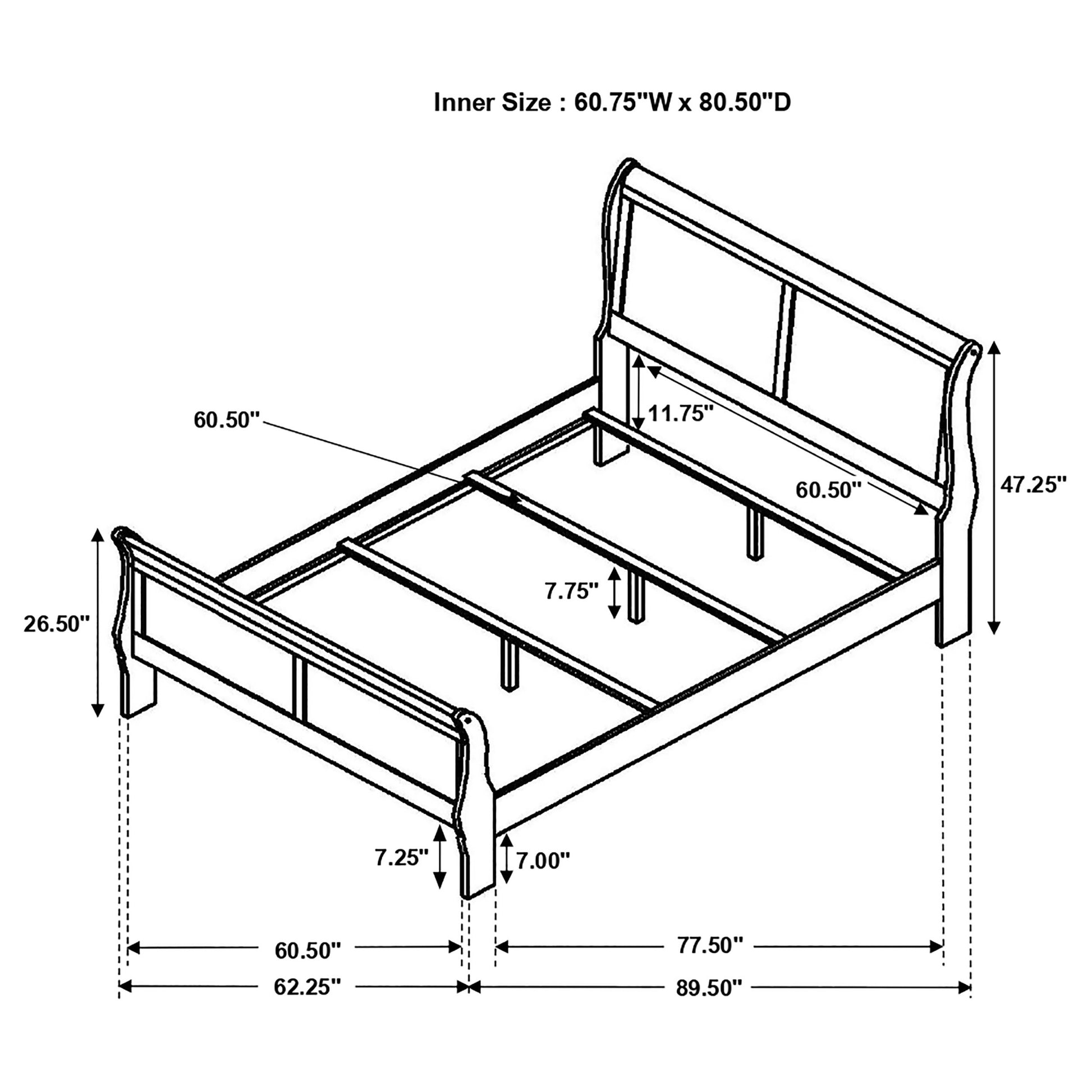 Cappuccino Queen Sleigh Bed with Box Spring Required