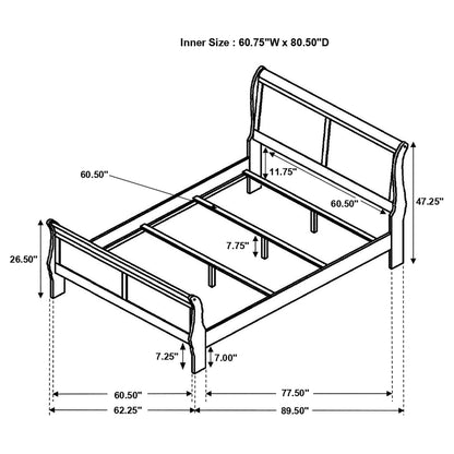Cappuccino Queen Sleigh Bed with Box Spring Required
